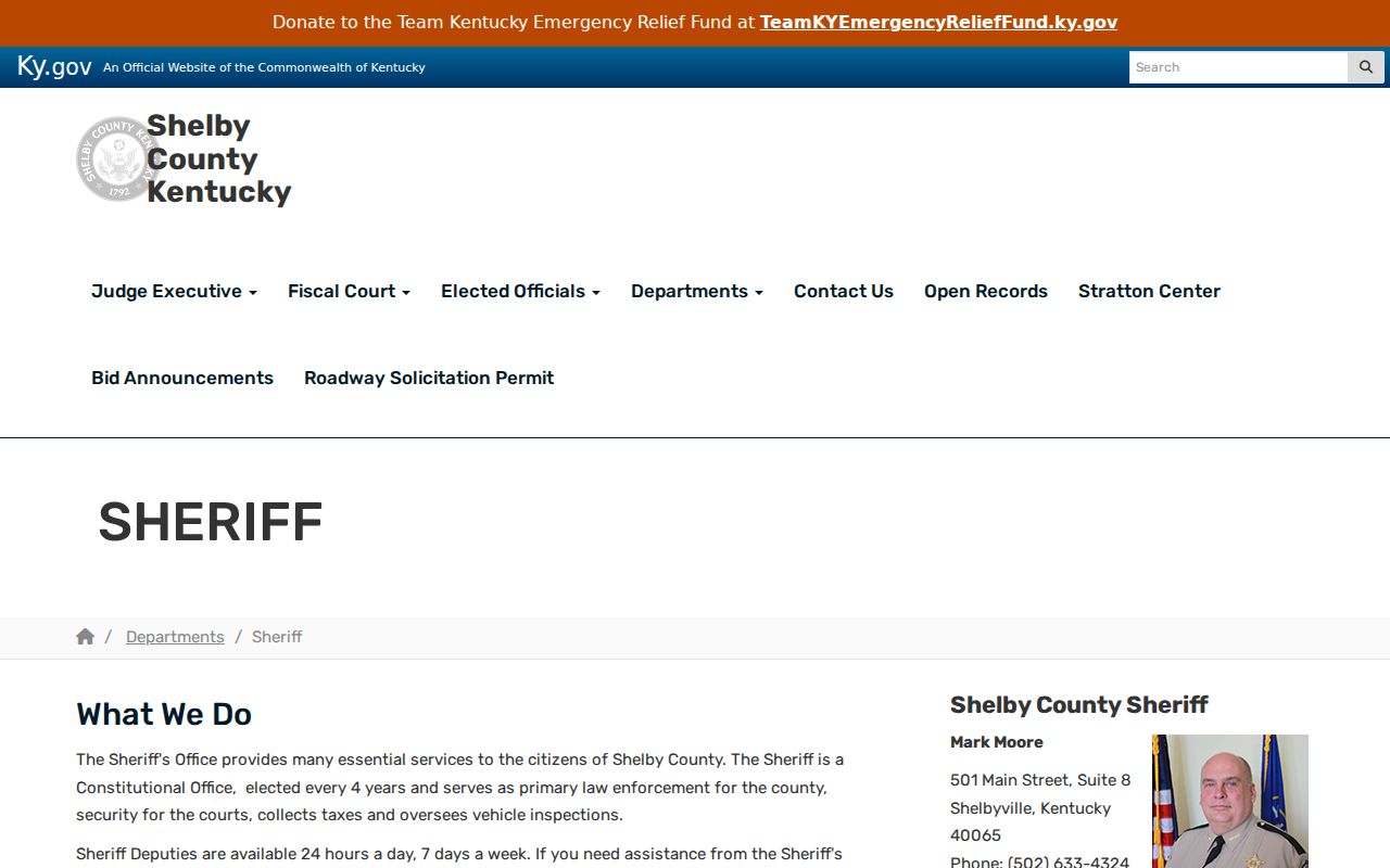 Shelby County criminal history sheriff records contact