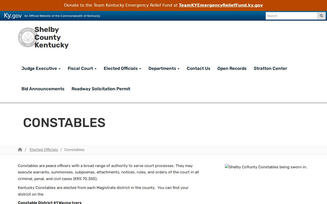 Shelby County criminal history constable court process page