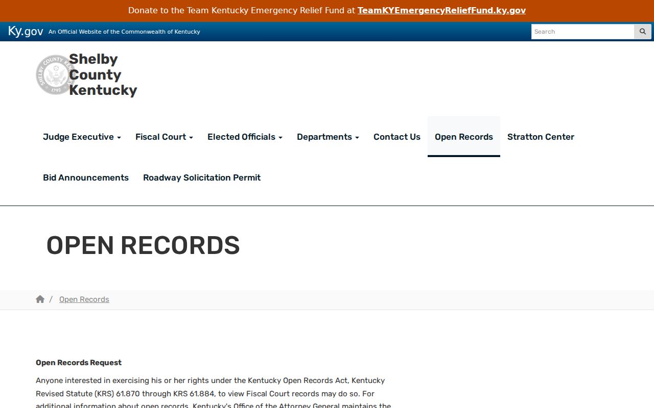 Shelby County criminal records open records request instructions