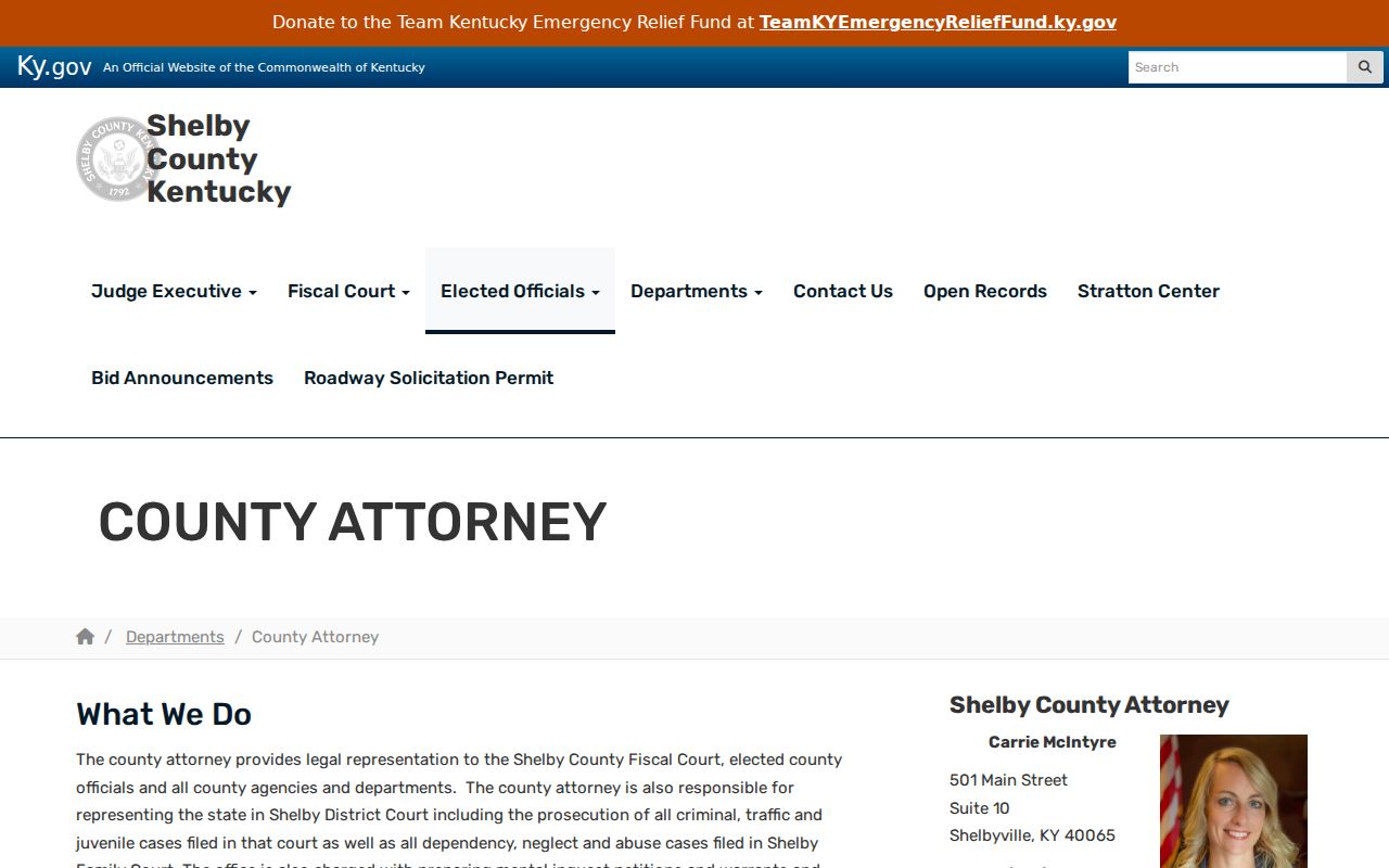 Shelby County criminal records County Attorney information