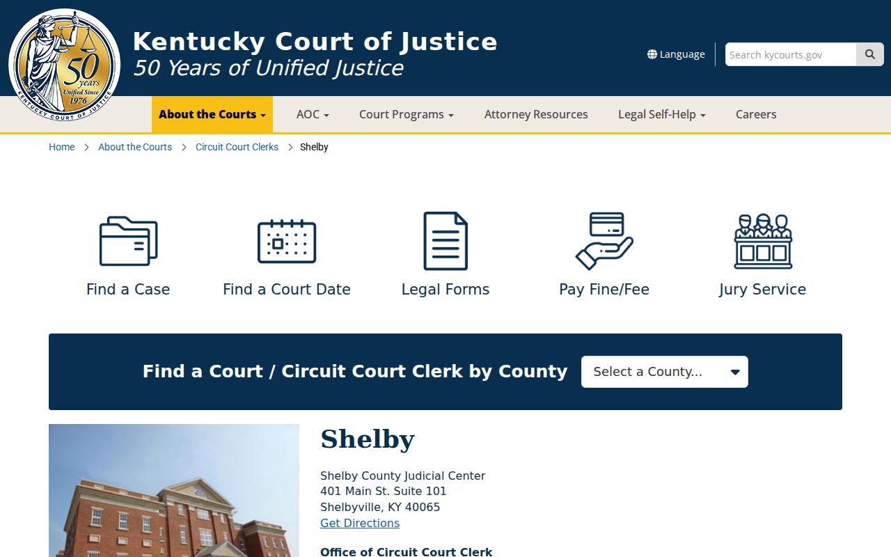 Shelby County criminal history Judicial Center records page