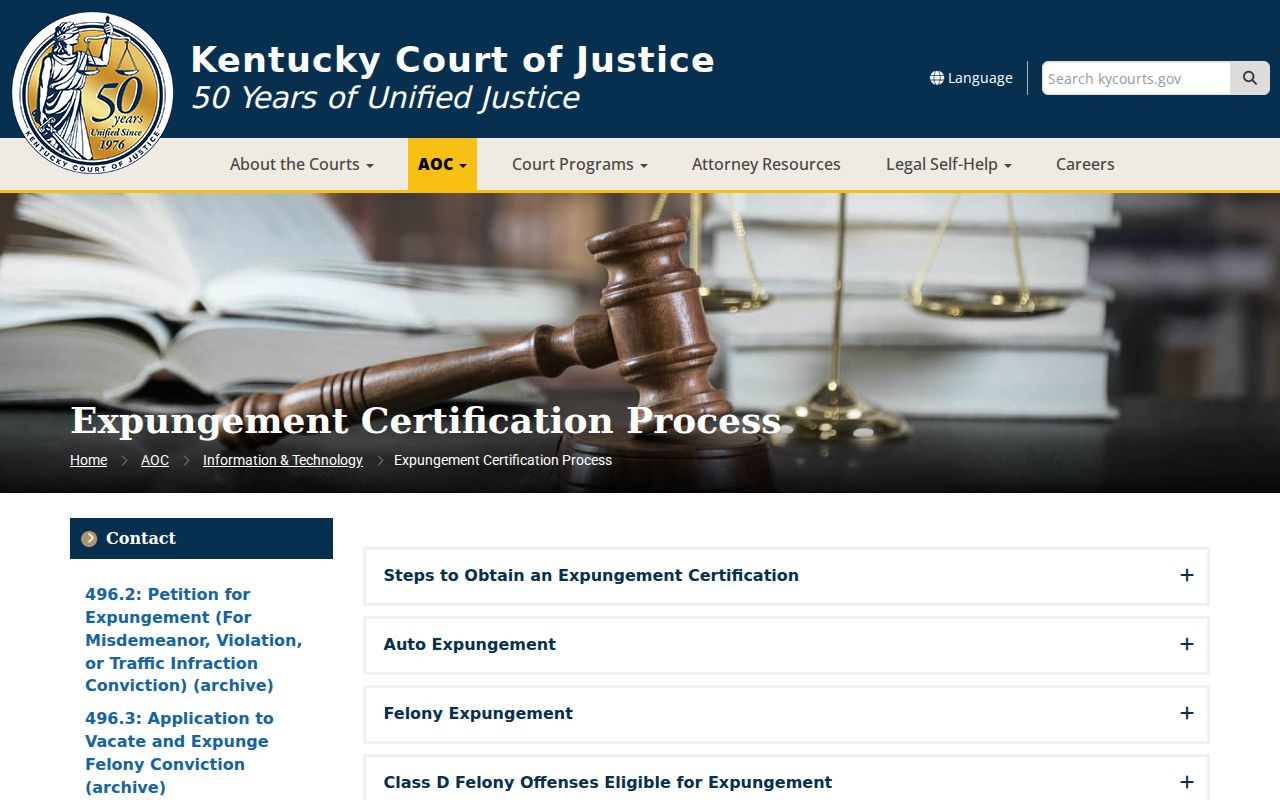 Shelby County criminal court case expungement process in Kentucky
