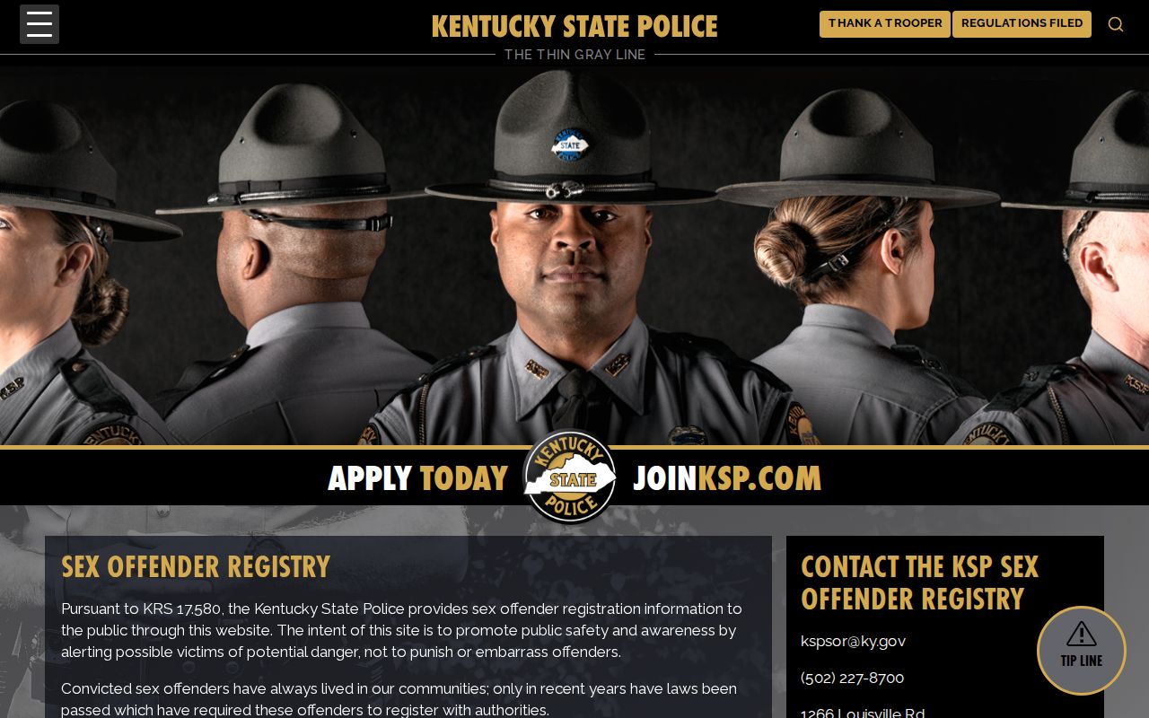 Shelby County sex offender check guidance from Kentucky State Police