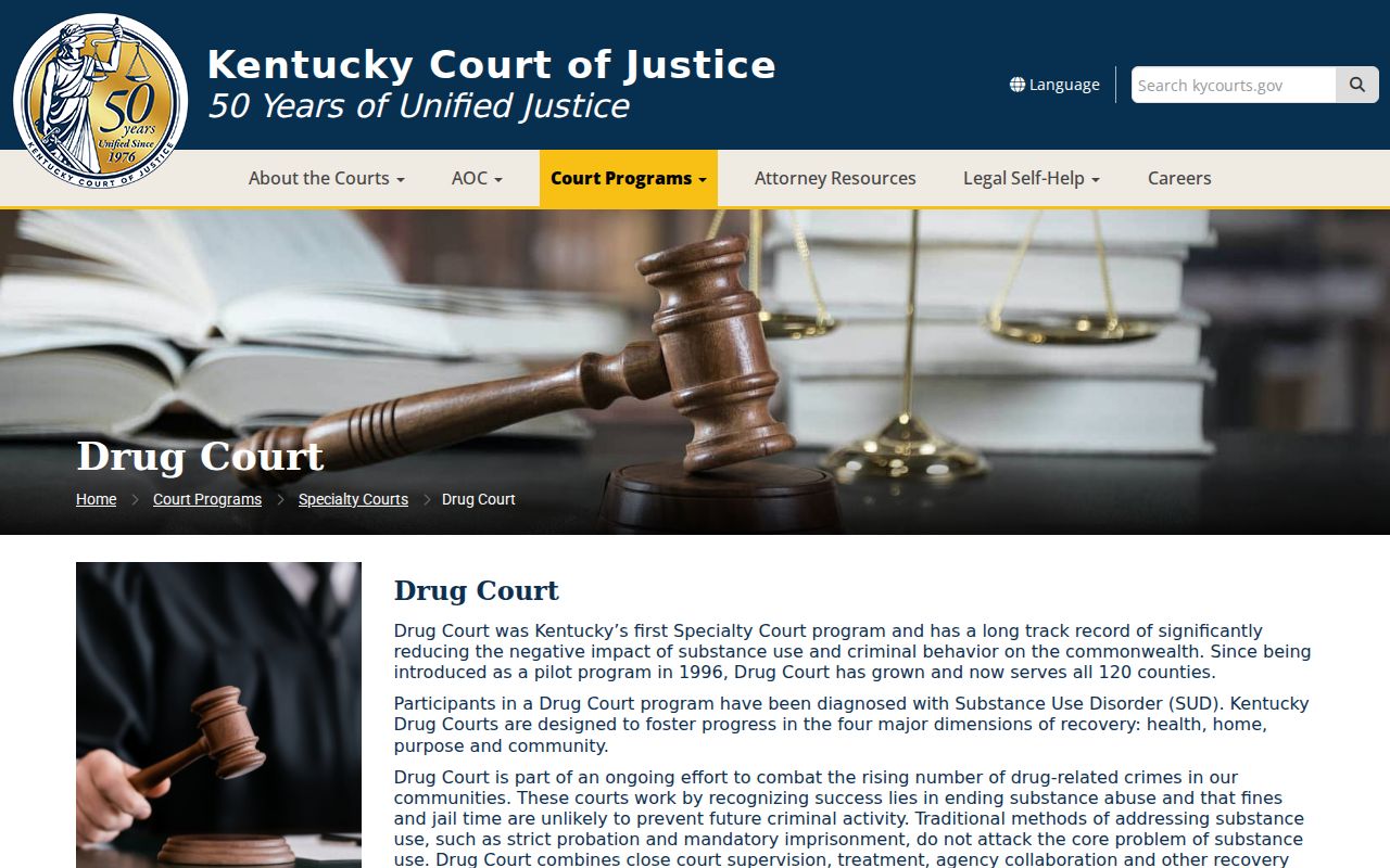 Kentucky Drug Court source relevant to Simpsonville criminal case records